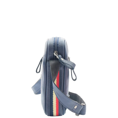 Unisex Navy Leather Crossbody Flight Bag – Genuine Cowhide Leather Satchel