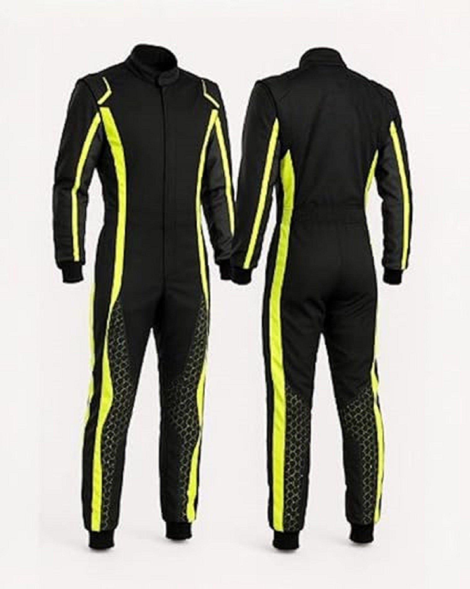 One-piece Go-Kart racing suit providing maximum comfort, mobility, and protective features
