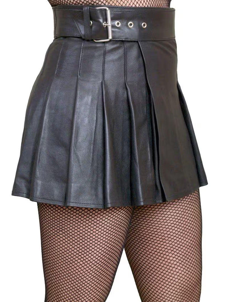 Women's & Girls 100% Genuine High Quality Soft Lambskin Leather New Design Cropped Motor Slim fit Mini Skirt