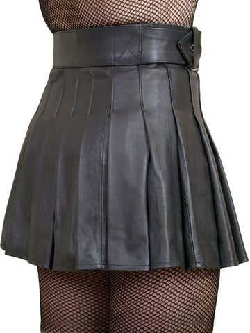 Women's & Girls 100% Genuine High Quality Soft Lambskin Leather New Design Cropped Motor Slim fit Mini Skirt