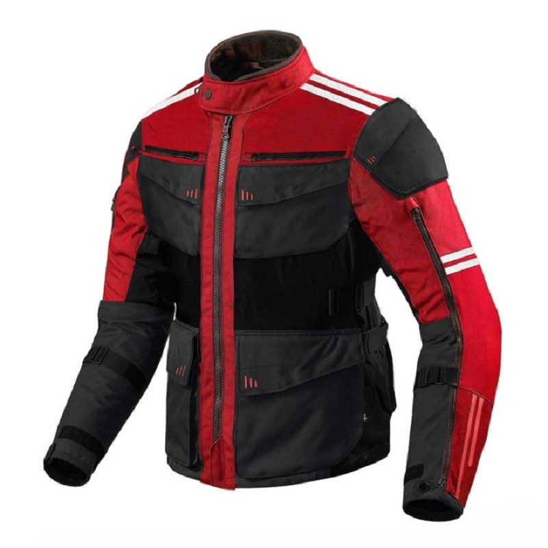 Red Textile Motorcycle Jacket | Armored Adventure Touring Gear