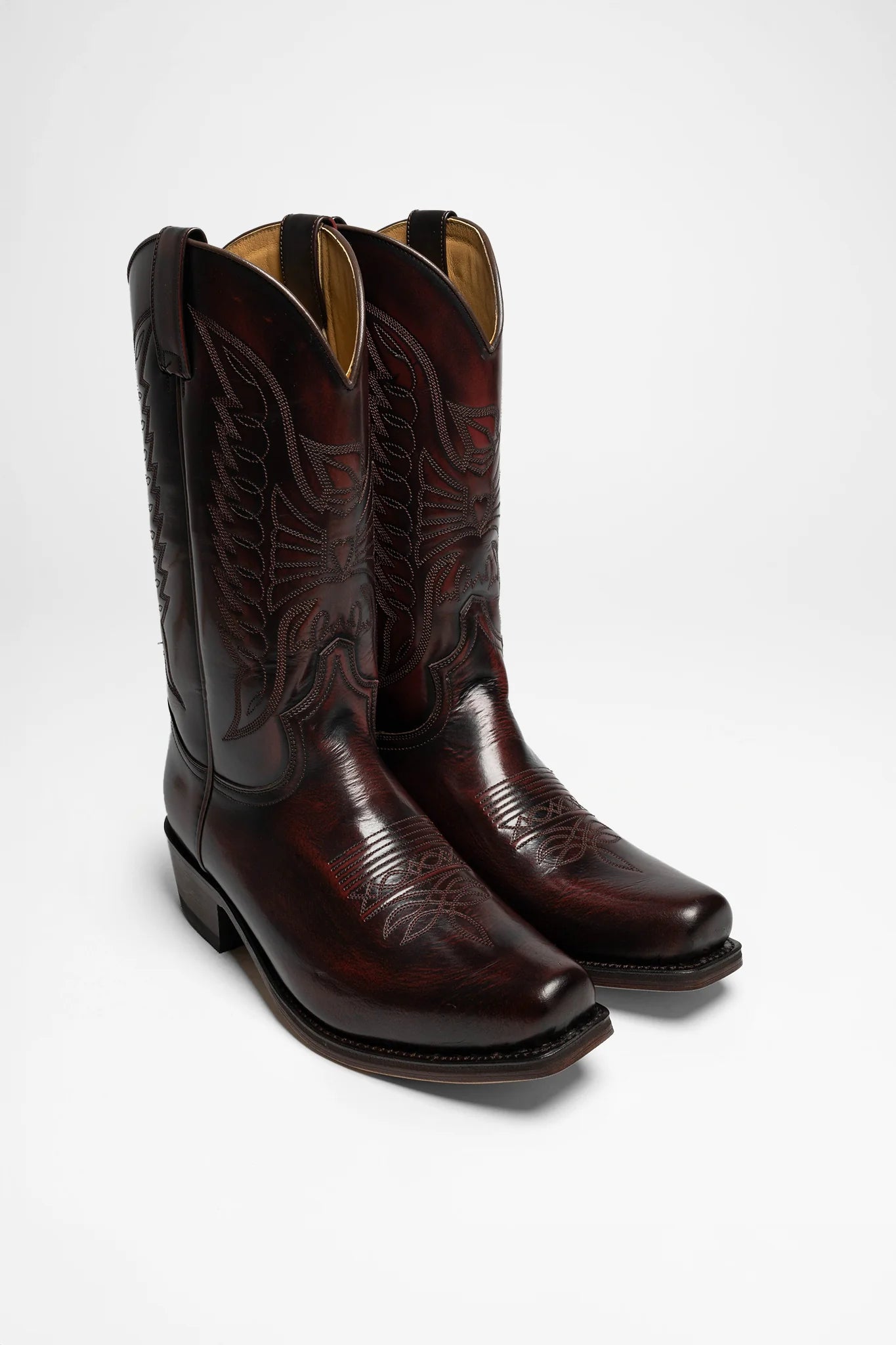 Shiny Burgundy Leather Cowboy Boots  Western Boots