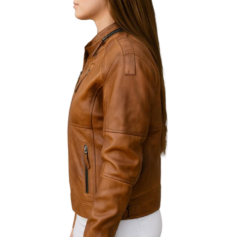 Men's Genuine Brown Leather Bomber Jacket – Handmade Vintage Motorcycle Biker Style