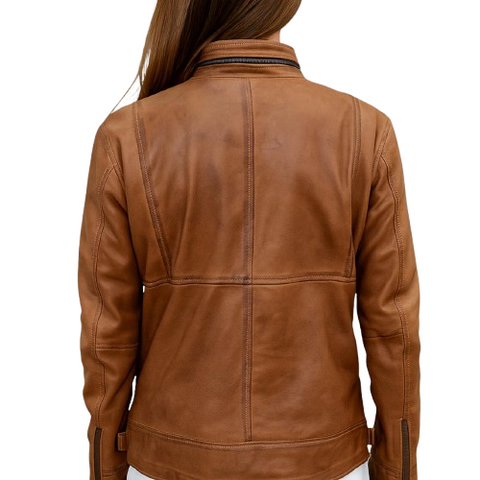 Men's Genuine Brown Leather Bomber Jacket – Handmade Vintage Motorcycle Biker Style