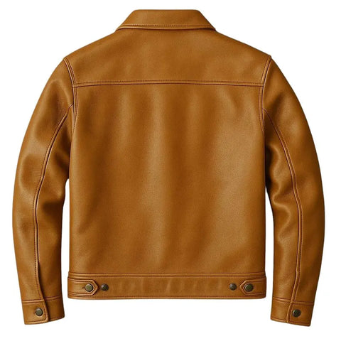 Men's Vintage Military-Style Leather Jacket – Genuine Cowhide Winter Coat with Stand & Beach Collar