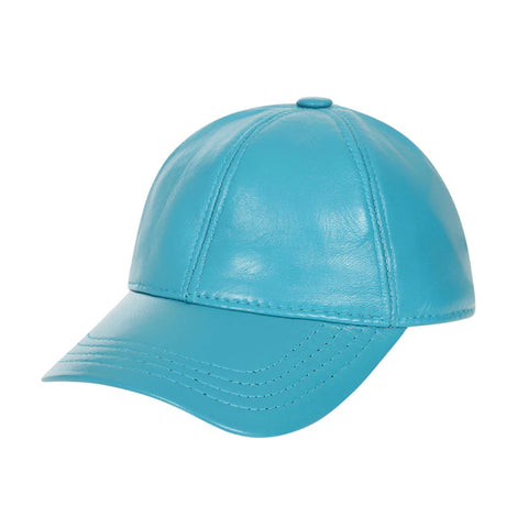 Turquoise Leather Baseball Cap UK – Curved Peak Stylish Adjustable Hat for Men & Women