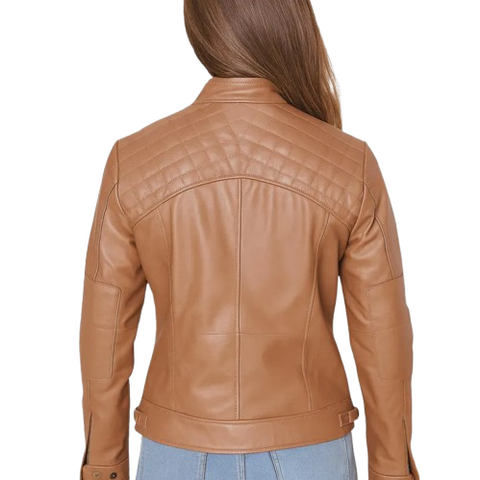 Women’s Brown Real Leather Jacket | Classic Bomber Motorcycle Moto Style