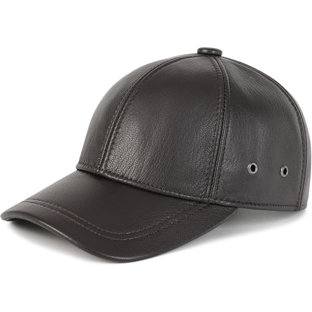 Unisex Black Leather Baseball Cap | Handmade Lambskin Leather UK