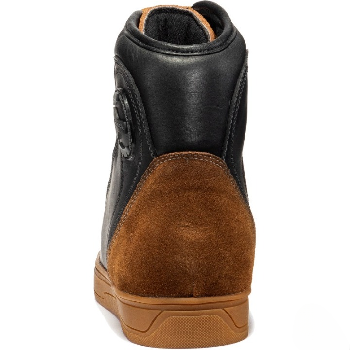 Urban Leather Motorcycle Sneakers Heritage Brown High Tops with Side Zip 
