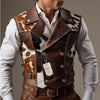 Men’s Genuine Cowhide Leather Vest – Handmade Brown & White Hair-On Hide Western Style Sleeveless Jacket with Unique Natural Patterns