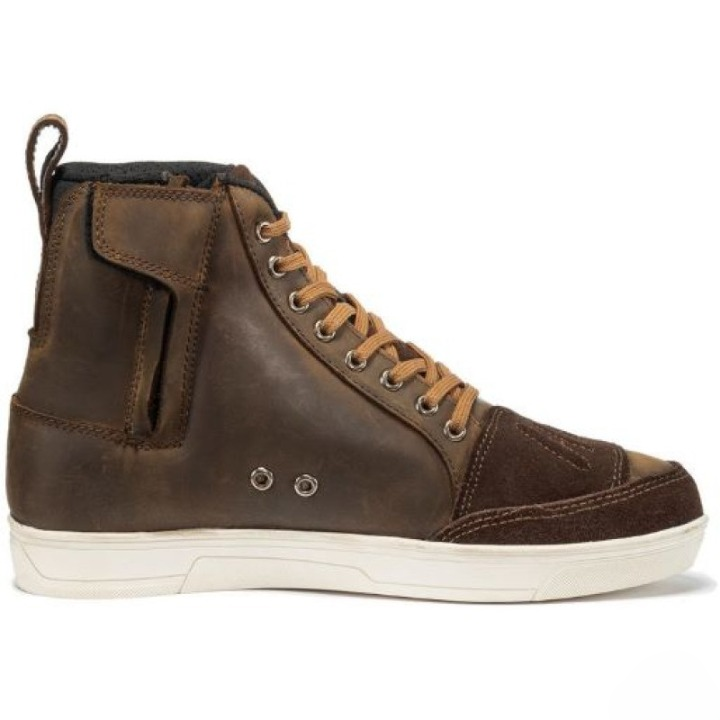 Vintage Brown Leather Motorcycle Riding Sneakers – Reinforced High-Top Boots