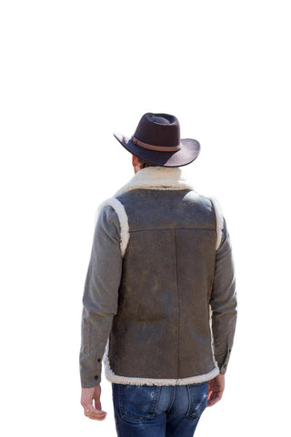 Men’s Mountaineer Suede Vest with Collar | Genuine Leather Waistcoat | Handmade Outdoor Western Style