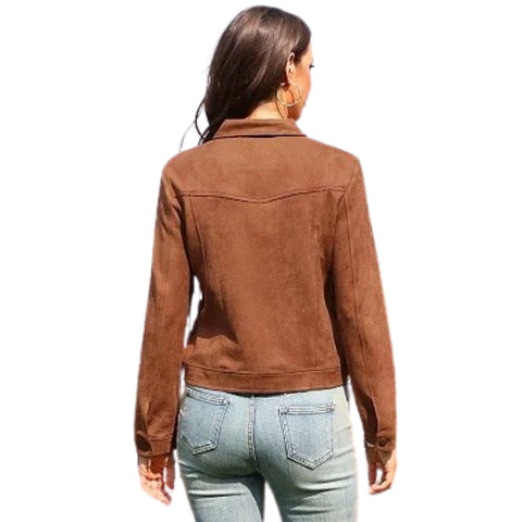 Women’s Real Suede Fringe Jacket Brown Western Style Ladies Tassel Cowgirl Fashion Coat