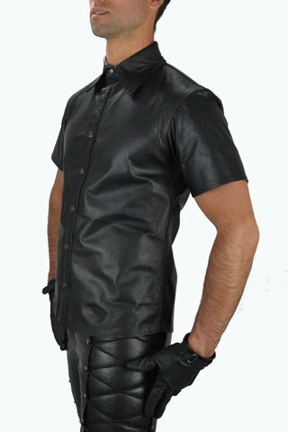 Men's & Boys 100 % Real High Quality Soft Lambskin Leather Motor Biker Black T-Shirt Slim Fit, Half Sleeves Beautiful Look