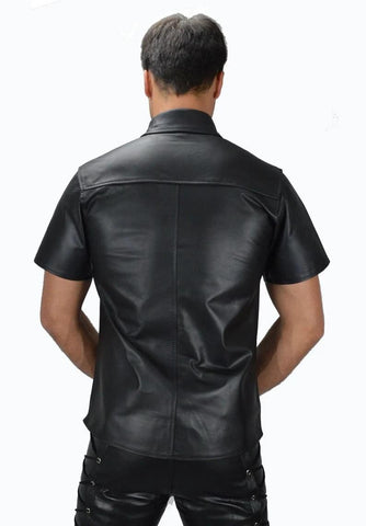 Men's & Boys 100 % Real High Quality Soft Lambskin Leather Motor Biker Black T-Shirt Slim Fit, Half Sleeves Beautiful Look
