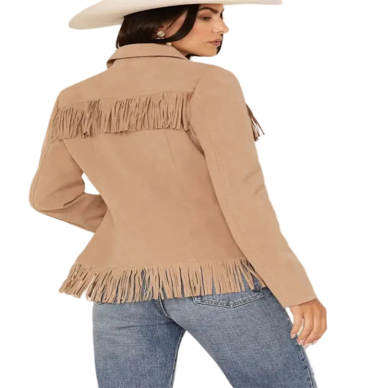 Women Real Suede Fringe Jacket Western Leather Jacket for Women