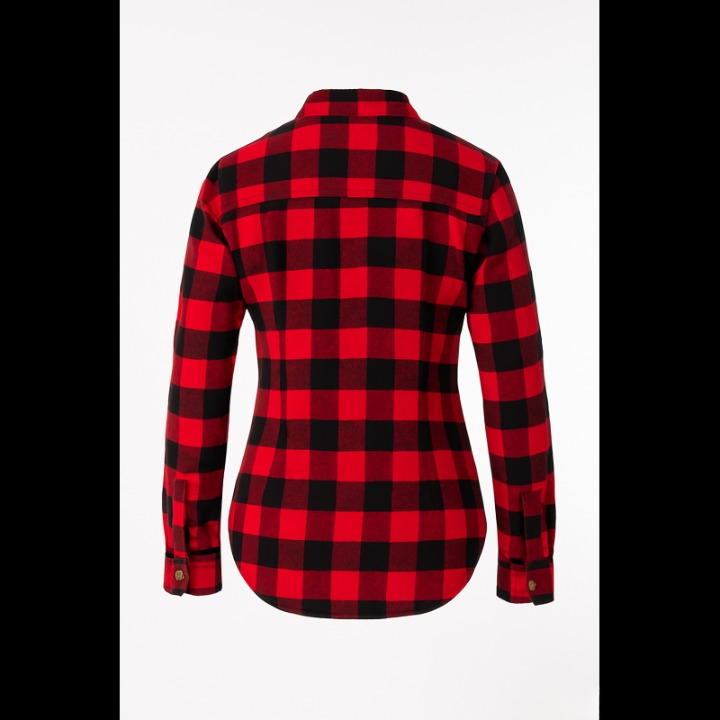 Women's Red and Black Armoured Motorcycle Flannel Shirt Protective Riding Overshirt