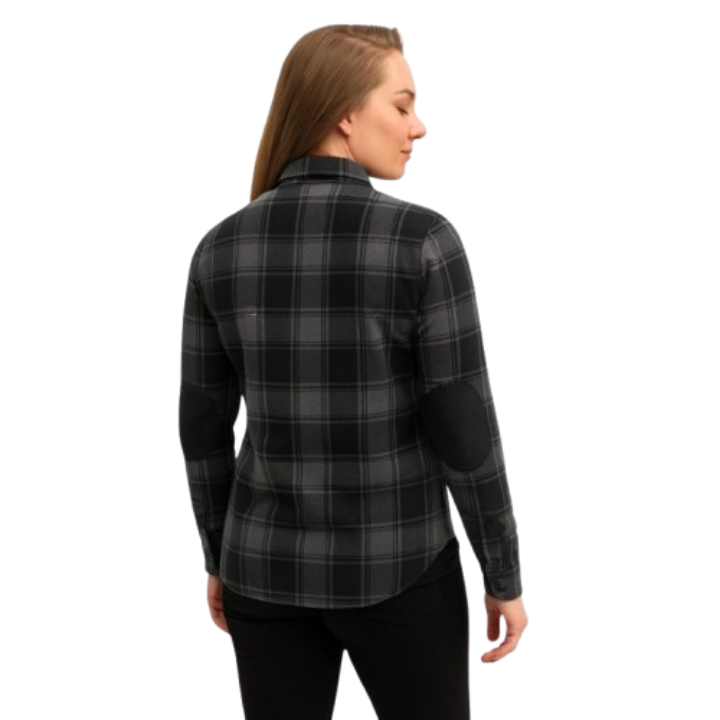 Women's Grey and Black Motorcycle Flannel Shirt  Protective Riding Jacket