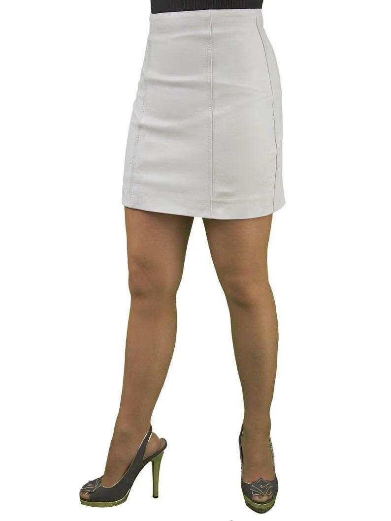 Women’s High-Waisted Leather Mini A-Line Skirt – Sleek Trendy Design