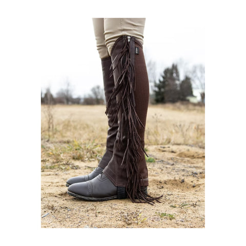 Trending Men’s Brown Leather Fringed Half Chaps – Western Riding Gaiters
