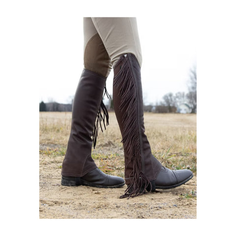 Trending Men’s Brown Leather Fringed Half Chaps – Western Riding Gaiters