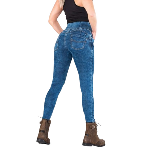 Lady Denim Motorcycle Dirty Blue Leggings – Stylish Protective Riding Jeans for Women