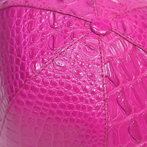 Handmade Genuine Leather Baseball Cap | Pink Crocodile Skin Adjustable Hat | Luxury Unisex Exotic Gift for Men & Women