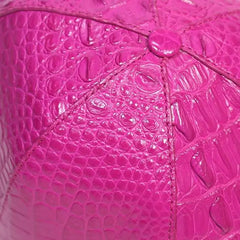 Handmade Genuine Leather Baseball Cap | Pink Crocodile Skin Adjustable Hat | Luxury Unisex Exotic Gift for Men & Women