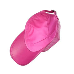 Handmade Genuine Leather Baseball Cap | Pink Crocodile Skin Adjustable Hat | Luxury Unisex Exotic Gift for Men & Women