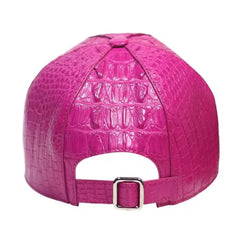 Handmade Genuine Leather Baseball Cap | Pink Crocodile Skin Adjustable Hat | Luxury Unisex Exotic Gift for Men & Women