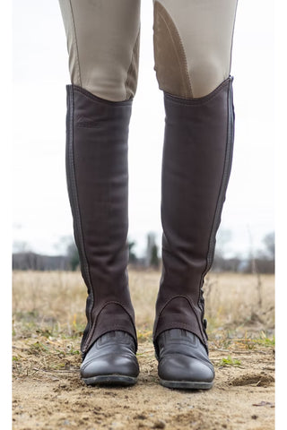 Men’s Easy-Care Brown Half Chaps – Horse Riding Gaiters with Optimal Fit
