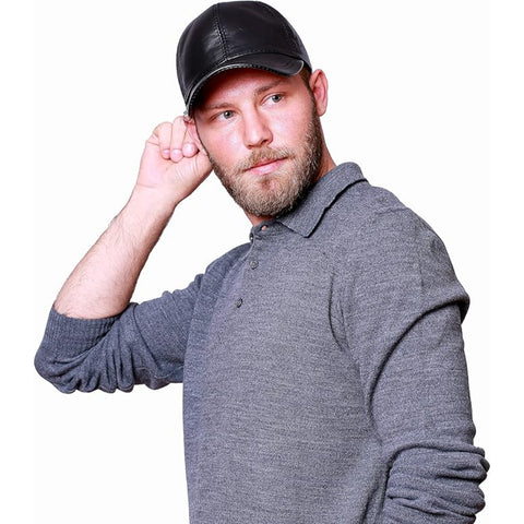 Unisex Black Leather Baseball Cap – Handmade Leather