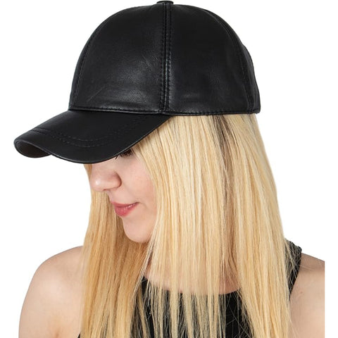 Unisex Black Leather Baseball Cap – Handmade Leather