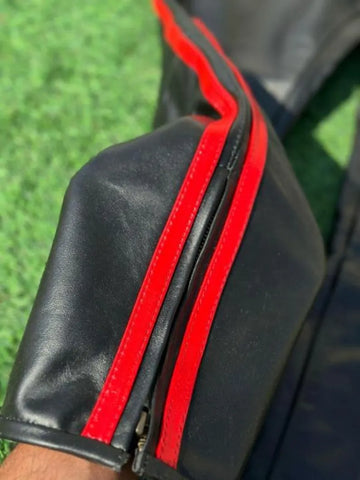 Men’s Black and Red Leather Breeches – 100% Real Leather Jodhpur Pants – Stylish Biker or Equestrian Leather Trousers