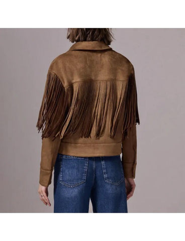 Women’s Hairon Cowhide Leather Jacket – Western Brown & White Hide Coat with Shirt Collar, Button Closure & Front Pockets