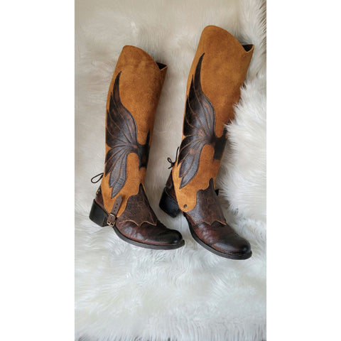 Men’s Wing Leather Half Chaps – Gothic Cowboy Suede Spats