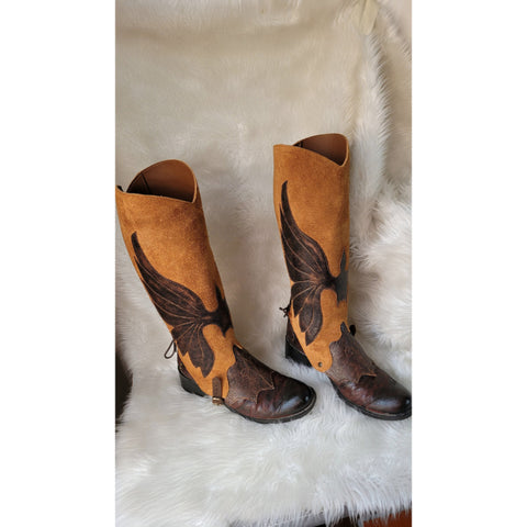 Men’s Wing Leather Half Chaps – Gothic Cowboy Suede Spats