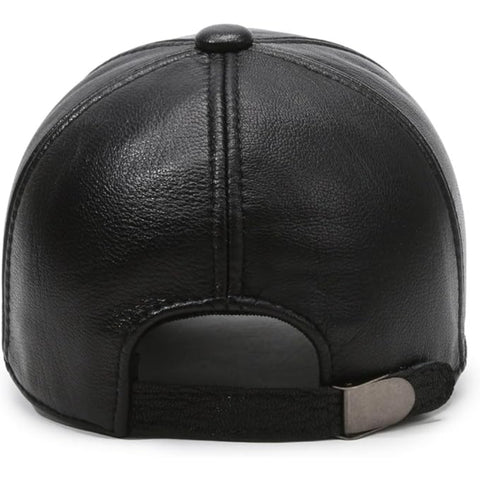 Unisex Black Leather Baseball Cap – Handmade Leather