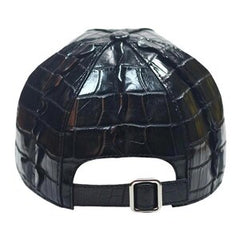 Handmade Genuine Leather Baseball Cap | Black Crocodile Skin Adjustable Hat | Luxury Unisex Exotic Gift for Men & Women
