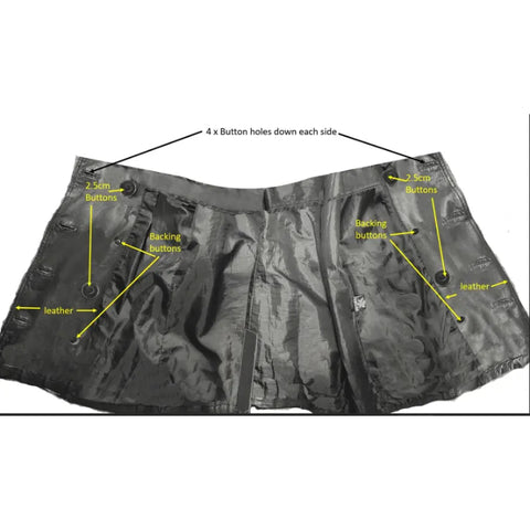 High-Waisted Brown Leather Mini Skirt – Double-Breasted Buttons & Front Flap Pockets