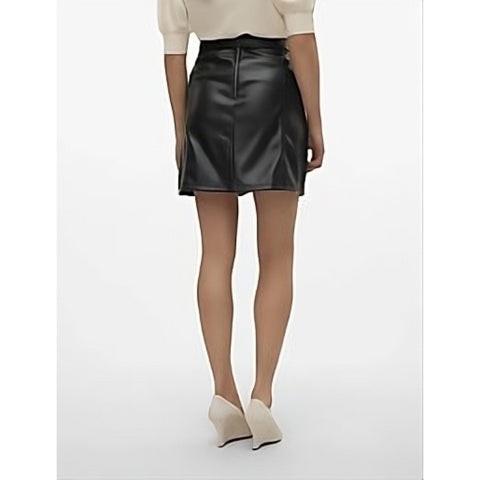 High Waist Leather Mini Skirt Asymmetrical Wrap Style with Adjustable Belt Chic Edgy Women’s Fashion