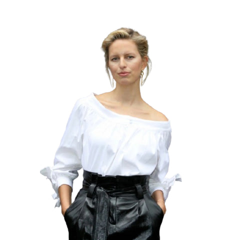 High-Waisted Paper bag Leather Midi Skirt – Self-Tie Belt with Functional Front Pockets