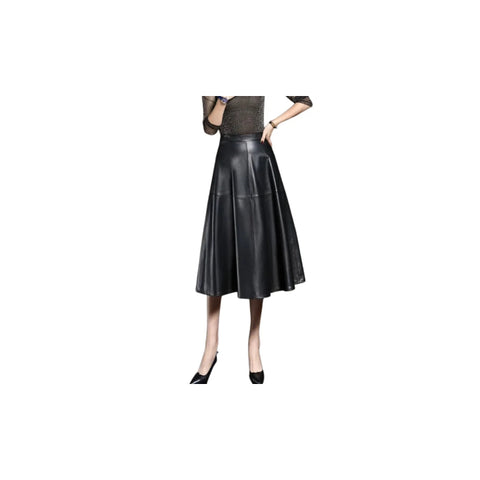A-Line Genuine Leather Skirt Below Knee Fully Lined Custom Fit Elegant Women’s Fashion