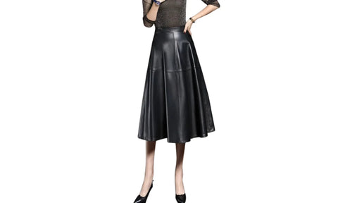 A-Line Genuine Lambskin Leather Skirt – Below Knee, Fully Lined, Custom Fit