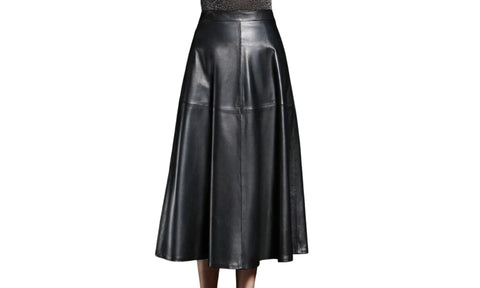 A-Line Genuine Lambskin Leather Skirt – Below Knee, Fully Lined, Custom Fit