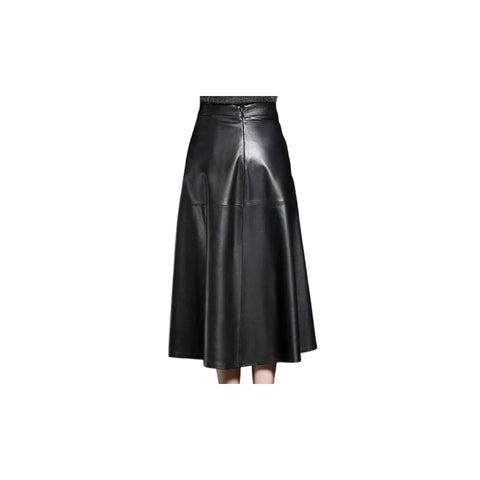 A-Line Genuine Leather Skirt Below Knee Fully Lined Custom Fit Elegant Women’s Fashion