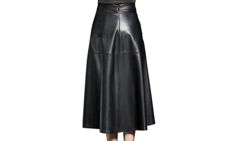 A-Line Genuine Lambskin Leather Skirt – Below Knee, Fully Lined, Custom Fit