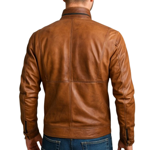 Men’s Real Brown Leather Jacket – Handmade Vintage Bomber & Biker Style | Genuine Motorcycle Outerwear
