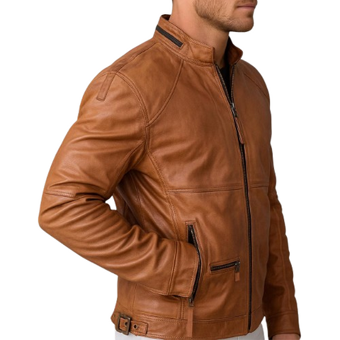 Men’s Real Brown Leather Jacket – Handmade Vintage Bomber & Biker Style | Genuine Motorcycle Outerwear