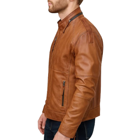 Men’s Real Brown Leather Jacket – Handmade Vintage Bomber & Biker Style | Genuine Motorcycle Outerwear